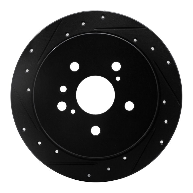 633-76131L Drilled/Slotted Brake Rotor [Black], 2004-2010 Lexus/Toyota/Scion, Position: Rear Left