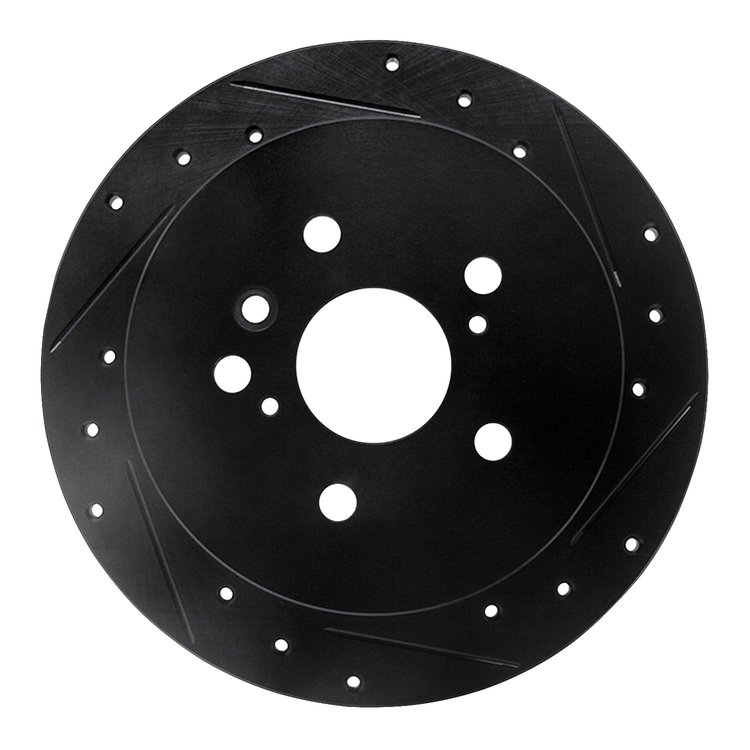 633-76131R Drilled/Slotted Brake Rotor [Black], 2004-2010 Lexus/Toyota/Scion, Position: Rear Right