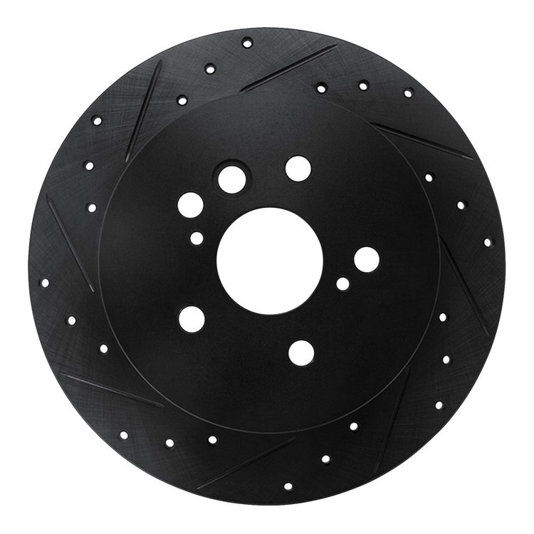 633-76132L Drilled/Slotted Brake Rotor [Black], 2004-2005 Lexus/Toyota/Scion, Position: Rear Left