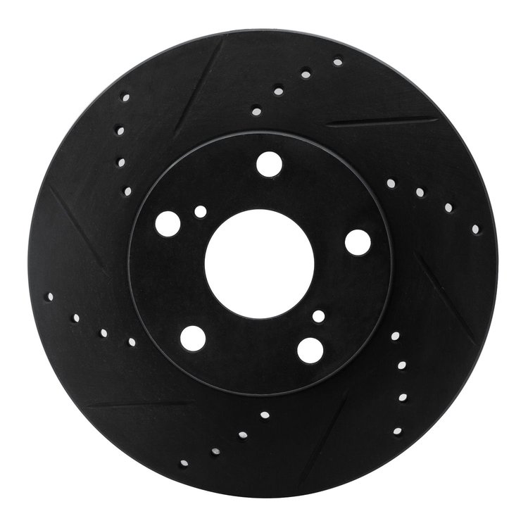 633-76133L Drilled/Slotted Brake Rotor [Black], 2005-2015 Lexus/Toyota/Scion, Position: Front Left