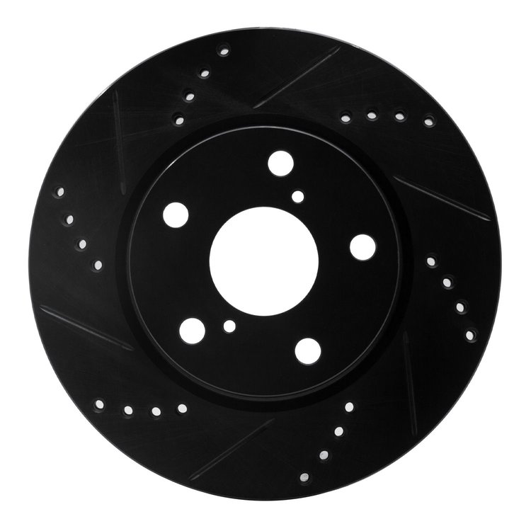 633-76135L Drilled/Slotted Brake Rotor [Black], 2006-2018 Multiple Makes/Models, Position: Front Left