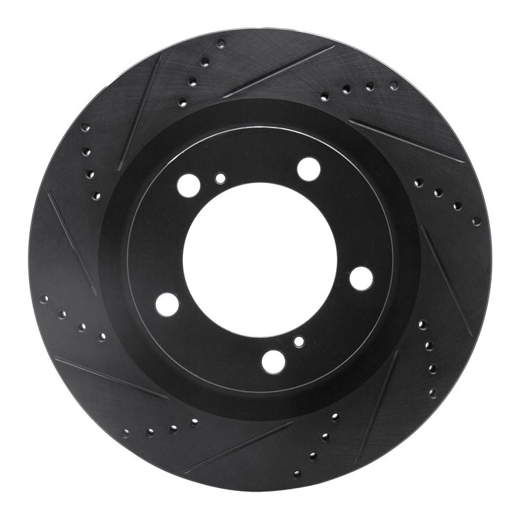 633-76136L Drilled/Slotted Brake Rotor [Black], Fits Select Lexus/Toyota/Scion, Position: Front Left