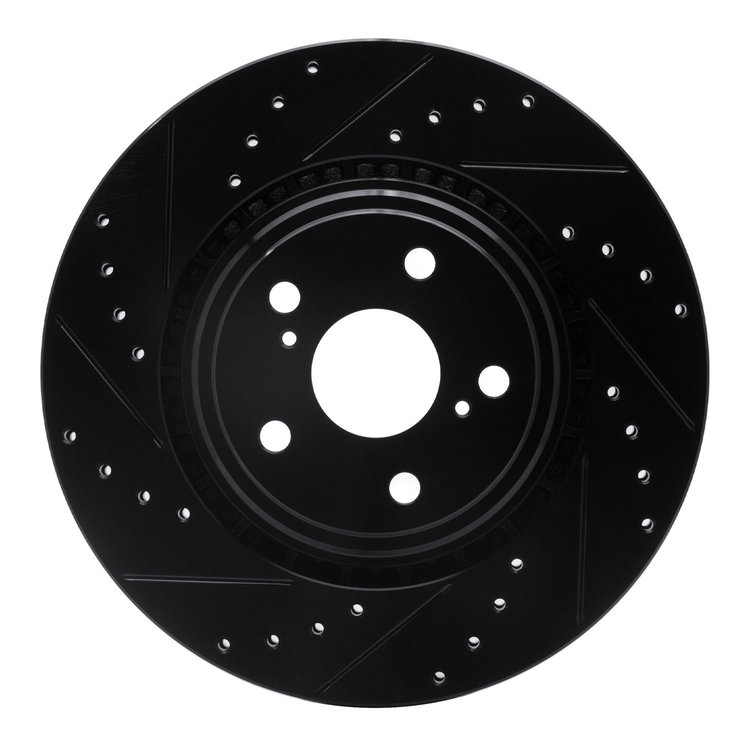 633-76138L Drilled/Slotted Brake Rotor [Black], Fits Select Lexus/Toyota/Scion, Position: Front Left
