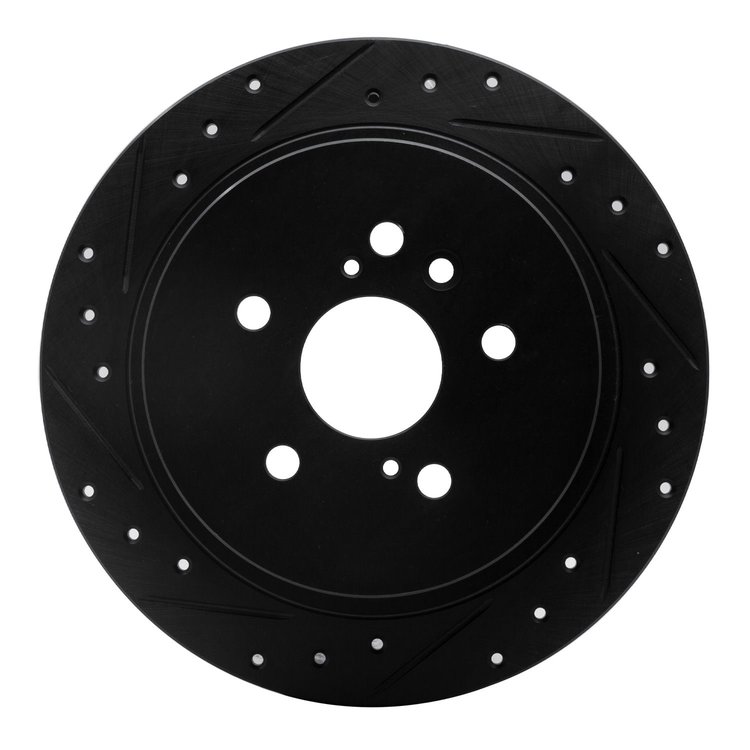 633-76139L Drilled/Slotted Brake Rotor [Black], 2008-2013 Lexus/Toyota/Scion, Position: Rear Left