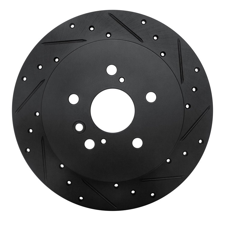 633-76139R Drilled/Slotted Brake Rotor [Black], 2008-2013 Lexus/Toyota/Scion, Position: Rear Right