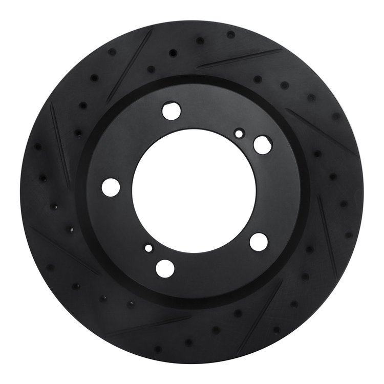 633-76140L Drilled/Slotted Brake Rotor [Black], 2008-2021 Lexus/Toyota/Scion, Position: Front Left