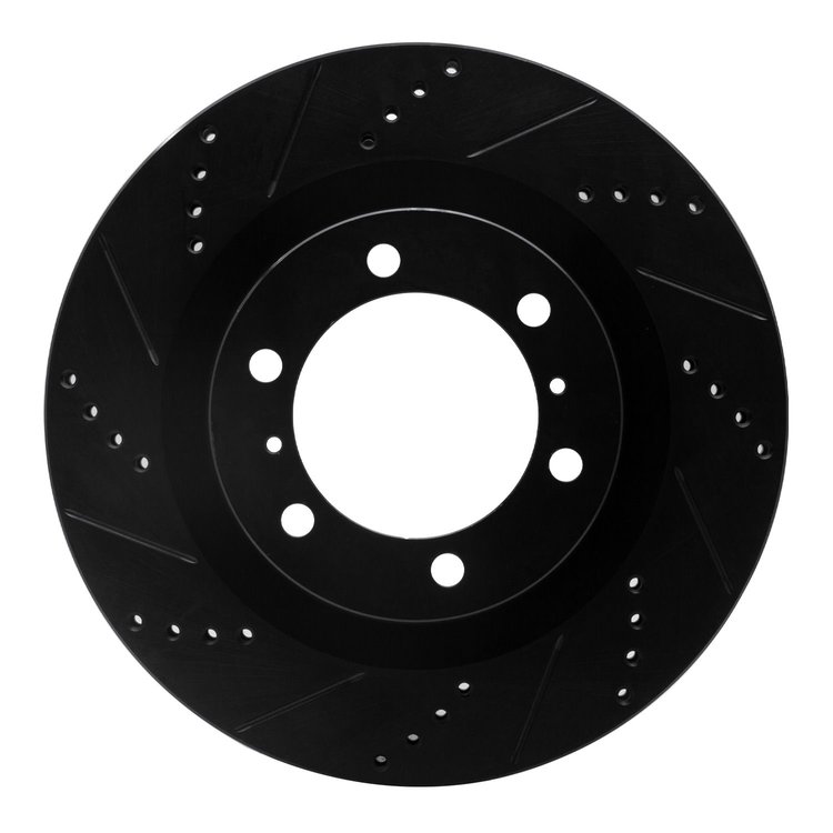 633-76142L Drilled/Slotted Brake Rotor [Black], Fits Select Lexus/Toyota/Scion, Position: Front Left