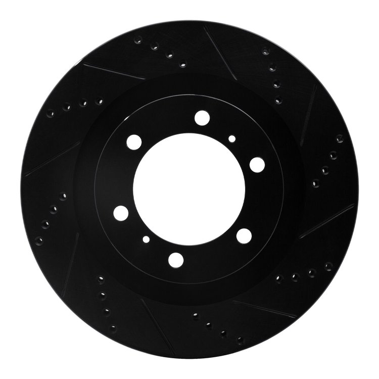 633-76142R Drilled/Slotted Brake Rotor [Black], Fits Select Lexus/Toyota/Scion, Position: Front Right