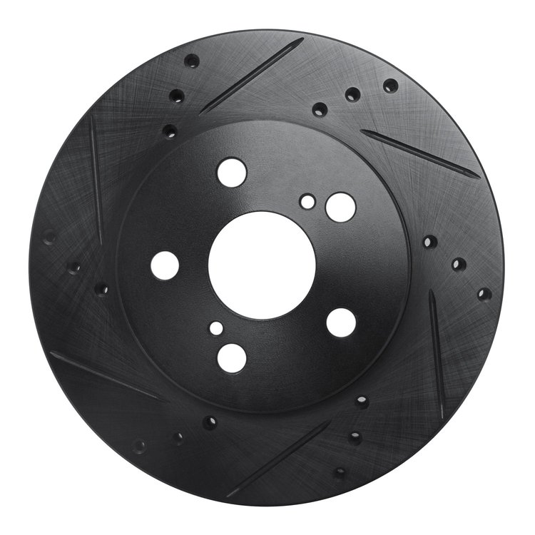 633-76151L Drilled/Slotted Brake Rotor [Black], Fits Select Lexus/Toyota/Scion, Position: Front Left