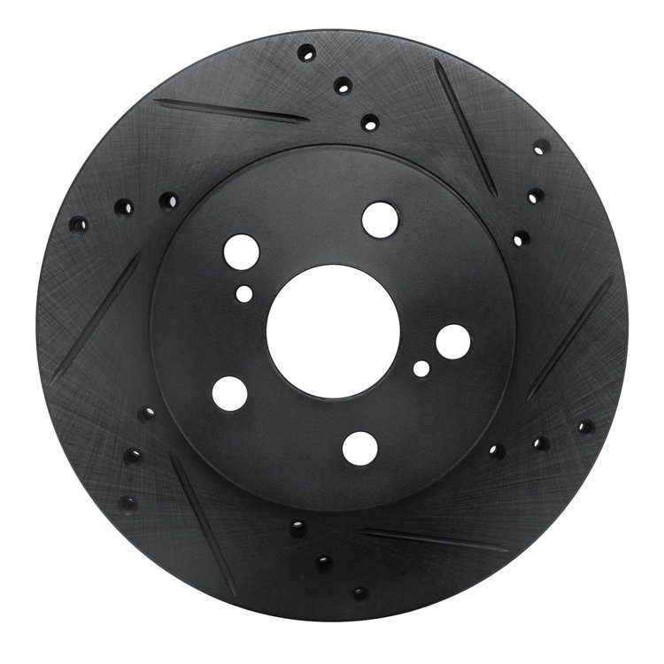 633-76151R Drilled/Slotted Brake Rotor [Black], Fits Select Lexus/Toyota/Scion, Position: Front Right