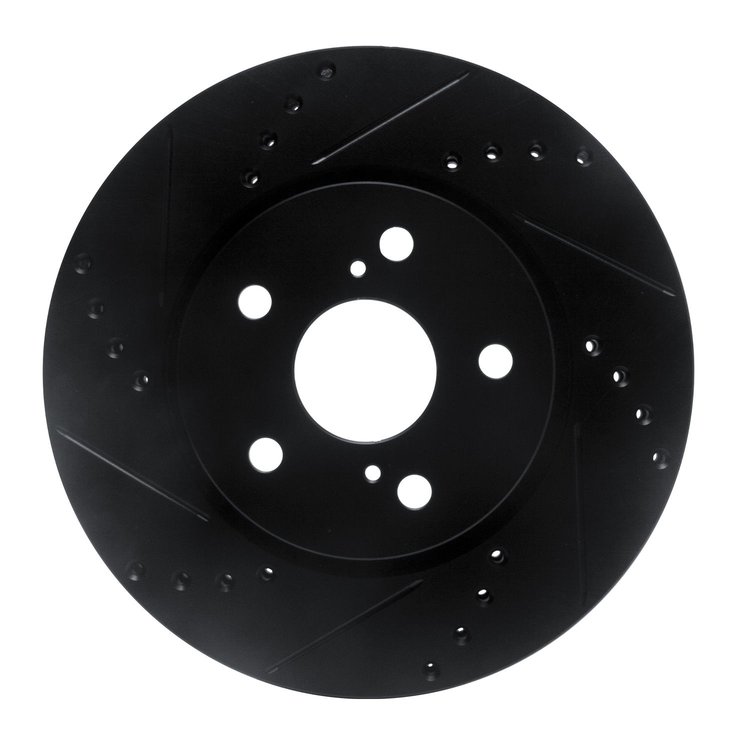 633-76153L Drilled/Slotted Brake Rotor [Black], Fits Select Lexus/Toyota/Scion, Position: Front Left