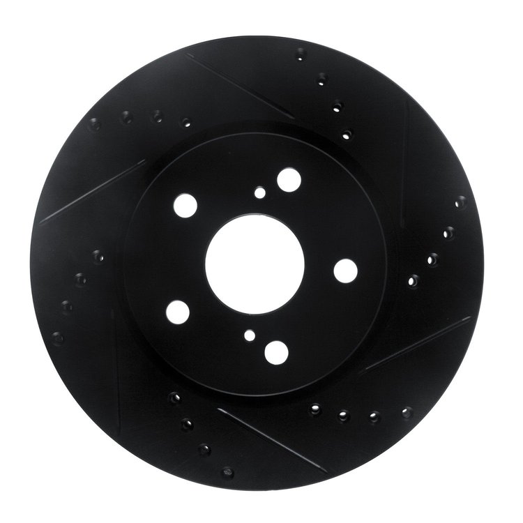 633-76153R Drilled/Slotted Brake Rotor [Black], Fits Select Lexus/Toyota/Scion, Position: Front Right
