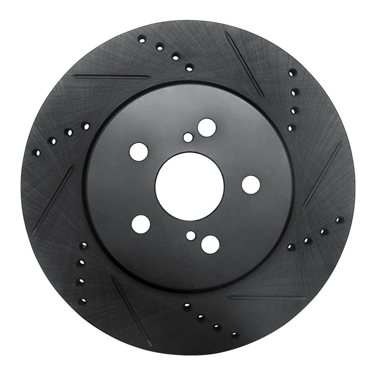 633-76155R Drilled/Slotted Brake Rotor [Black], Fits Select Lexus/Toyota/Scion, Position: Front Right