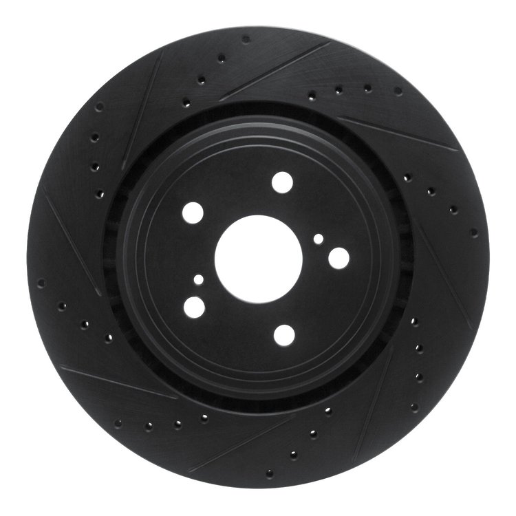 633-76158L Drilled/Slotted Brake Rotor [Black], Fits Select Lexus/Toyota/Scion, Position: Front Left