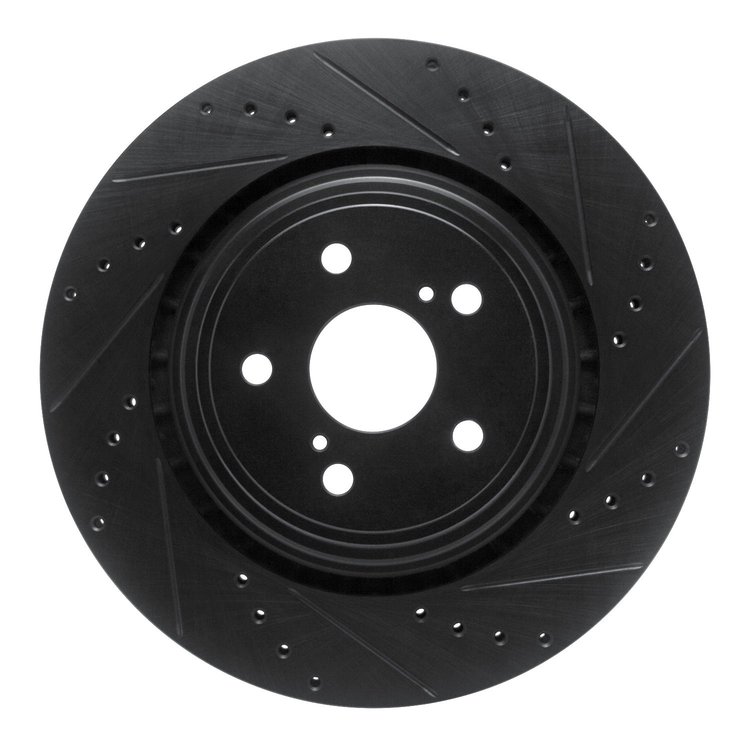 633-76158R Drilled/Slotted Brake Rotor [Black], Fits Select Lexus/Toyota/Scion, Position: Front Right