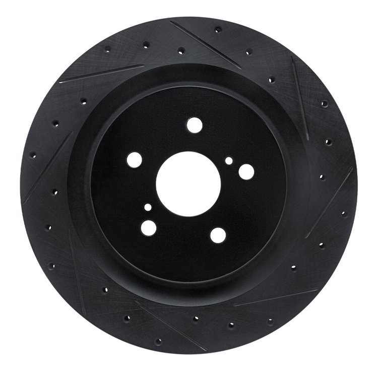 633-76159R Drilled/Slotted Brake Rotor [Black], Fits Select Lexus/Toyota/Scion, Position: Rear Right