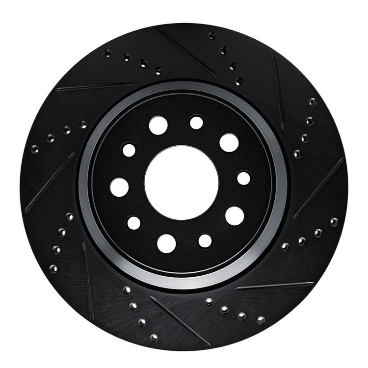 633-79003R Drilled/Slotted Brake Rotor [Black], 2014-2016 Maserati, Position: Rear Right