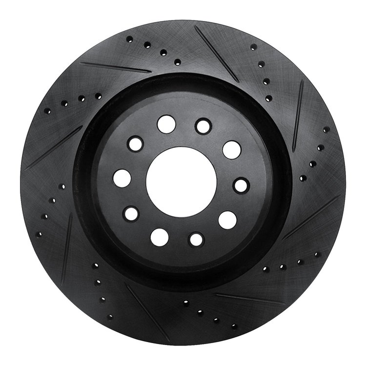 633-79010R Drilled/Slotted Brake Rotor [Black], Fits Select Maserati, Position: Rear Right