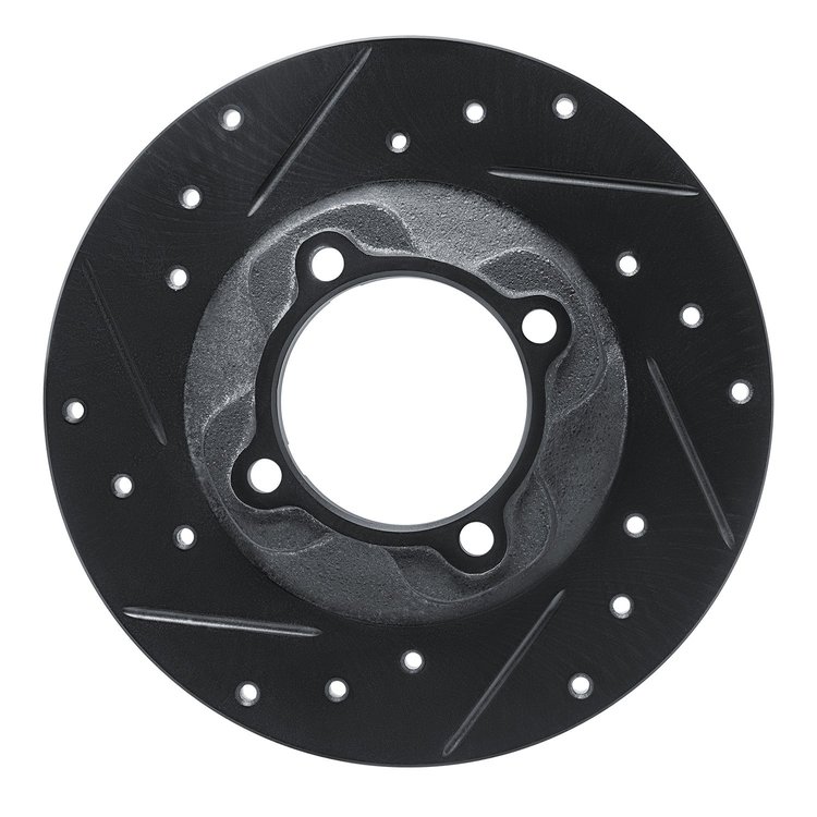 633-80005L Drilled/Slotted Brake Rotor [Black], 1981-1985 Ford/Lincoln/Mercury/Mazda, Position: Front Left