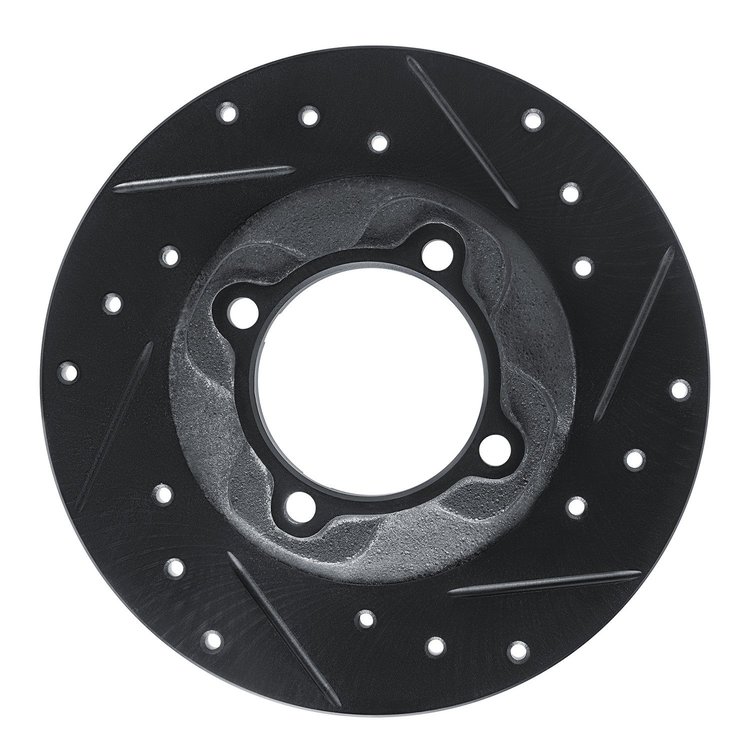633-80005R Drilled/Slotted Brake Rotor [Black], 1981-1985 Ford/Lincoln/Mercury/Mazda, Position: Front Right