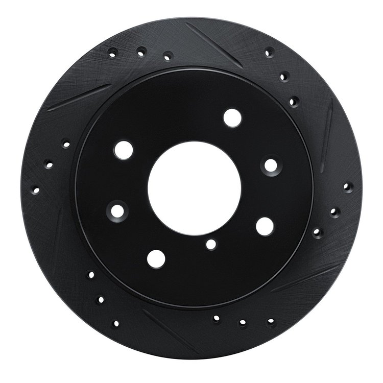 633-80008R Drilled/Slotted Brake Rotor [Black], 1984-1985 Ford/Lincoln/Mercury/Mazda, Position: Rear Right