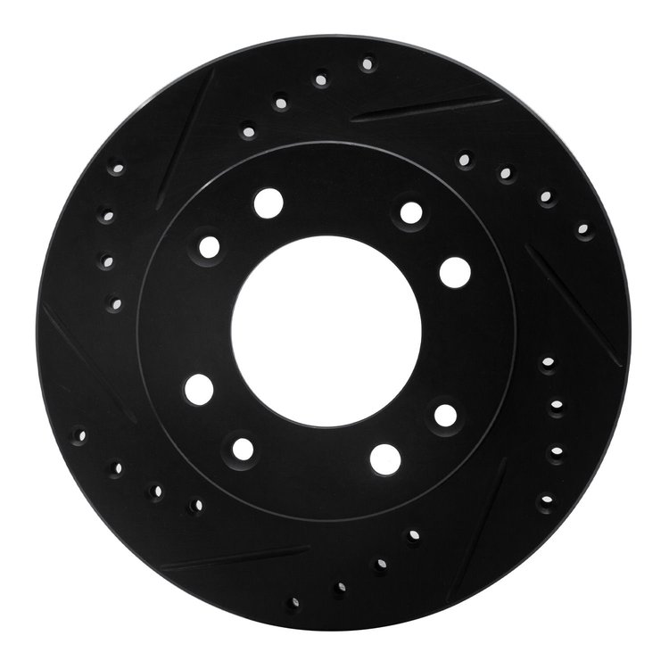633-80012L Drilled/Slotted Brake Rotor [Black], 1986-1988 Ford/Lincoln/Mercury/Mazda, Position: Front Left