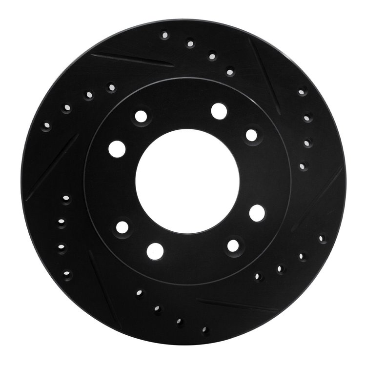 633-80012R Drilled/Slotted Brake Rotor [Black], 1986-1988 Ford/Lincoln/Mercury/Mazda, Position: Front Right