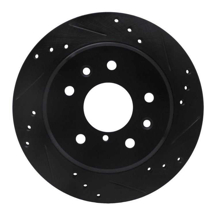 633-80015R Drilled/Slotted Brake Rotor [Black], 1986-1991 Ford/Lincoln/Mercury/Mazda, Position: Rear Right