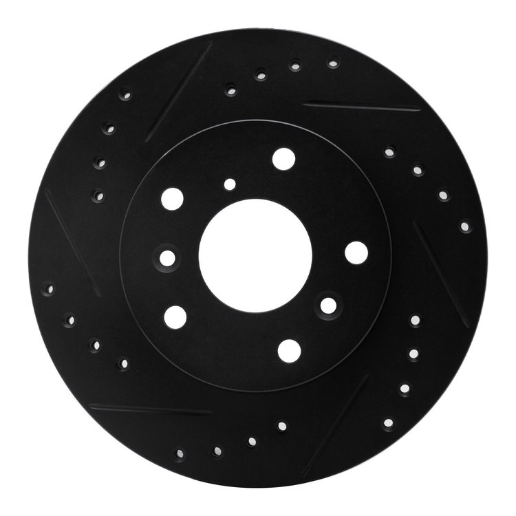 633-80016L Drilled/Slotted Brake Rotor [Black], 1988-1992 Ford/Lincoln/Mercury/Mazda, Position: Front Left