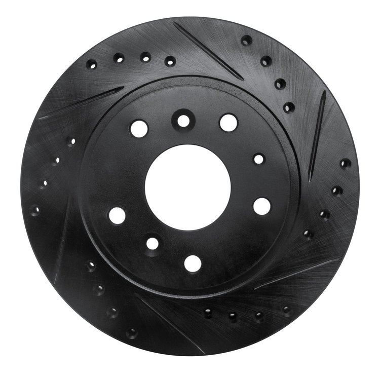 633-80016R Drilled/Slotted Brake Rotor [Black], 1988-1992 Ford/Lincoln/Mercury/Mazda, Position: Front Right