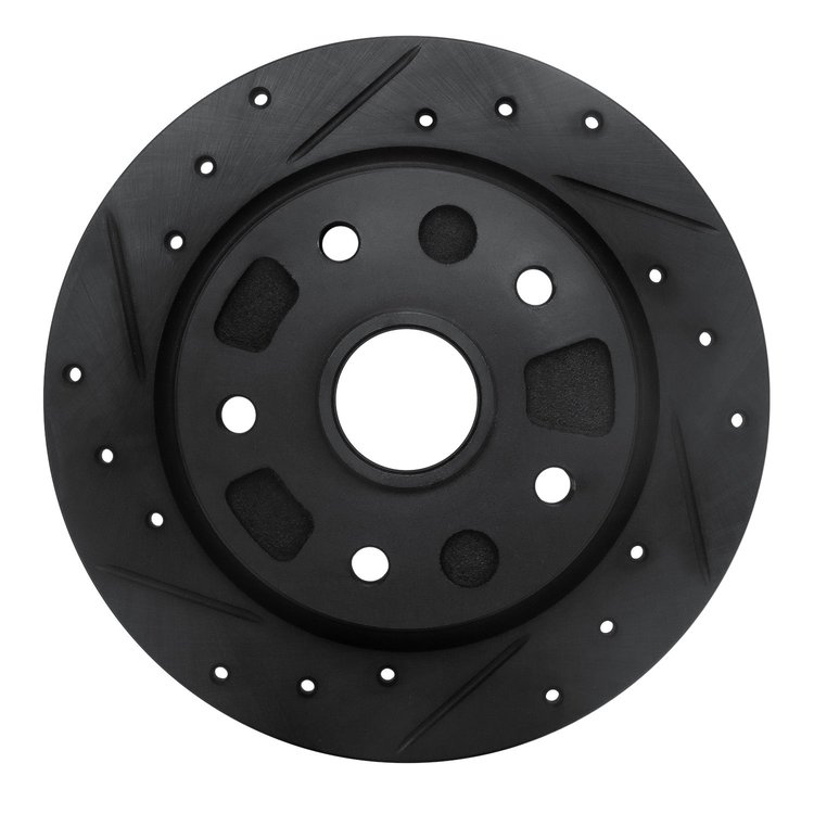 633-80017L Drilled/Slotted Brake Rotor [Black], 1988-1992 Ford/Lincoln/Mercury/Mazda, Position: Rear Left