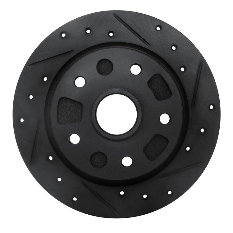 633-80017R Drilled/Slotted Brake Rotor [Black], 1988-1992 Ford/Lincoln/Mercury/Mazda, Position: Rear Right