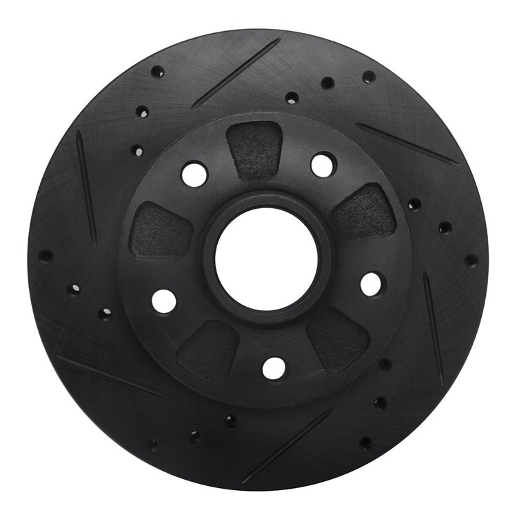 633-80019L Drilled/Slotted Brake Rotor [Black], 1988-1991 Ford/Lincoln/Mercury/Mazda, Position: Front Left
