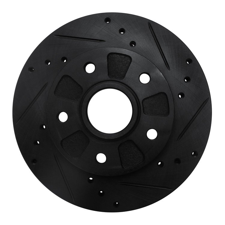 633-80019R Drilled/Slotted Brake Rotor [Black], 1988-1991 Ford/Lincoln/Mercury/Mazda, Position: Front Right