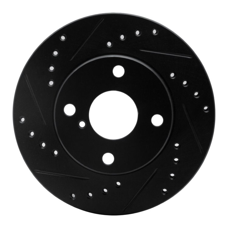 633-80022L Drilled/Slotted Brake Rotor [Black], 1990-1993 Ford/Lincoln/Mercury/Mazda, Position: Front Left