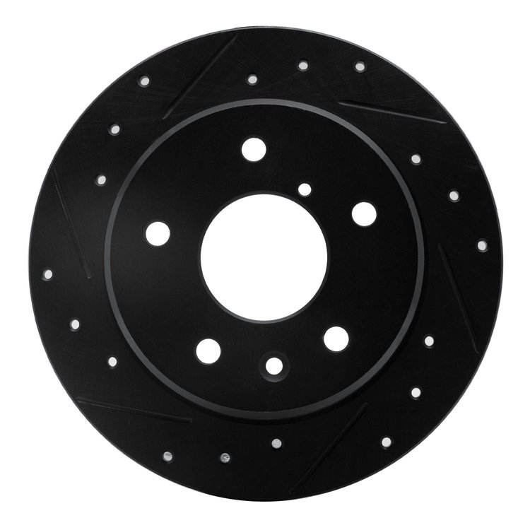 633-80024L Drilled/Slotted Brake Rotor [Black], 1989-1991 Ford/Lincoln/Mercury/Mazda, Position: Rear Left