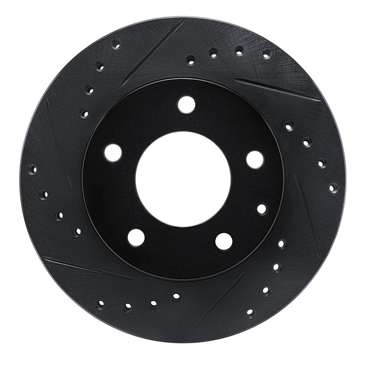 633-80028L Drilled/Slotted Brake Rotor [Black], 1993-2003 Ford/Lincoln/Mercury/Mazda, Position: Front Left