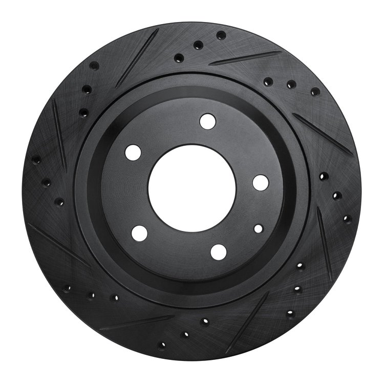633-80032L Drilled/Slotted Brake Rotor [Black], 1993-1995 Ford/Lincoln/Mercury/Mazda, Position: Rear Left