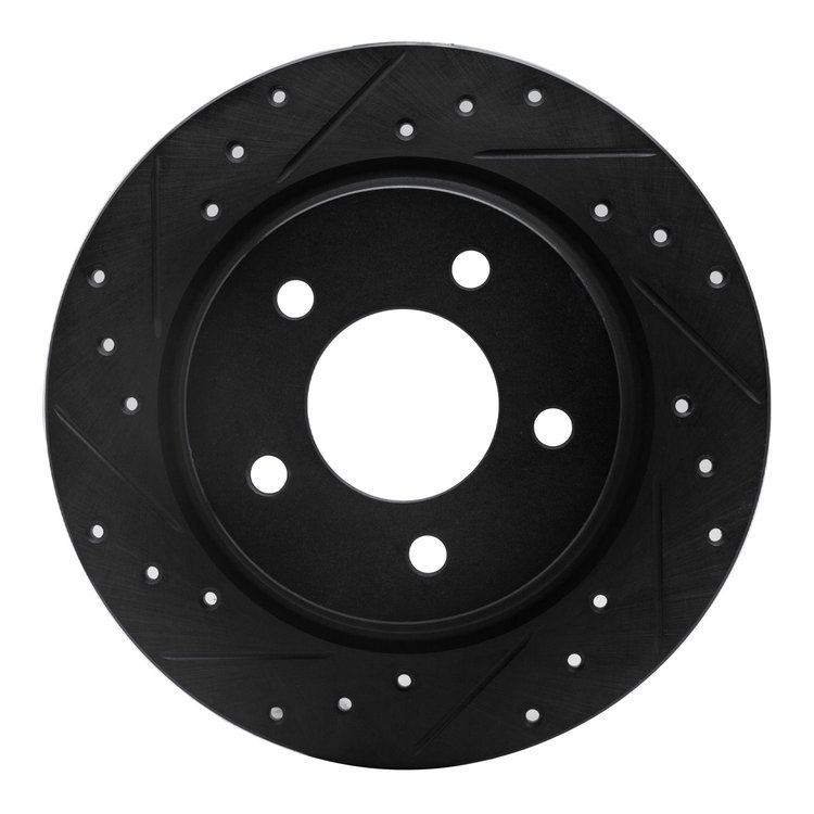 633-80040L Drilled/Slotted Brake Rotor [Black], 2004-2013 Ford/Lincoln/Mercury/Mazda, Position: Rear Left