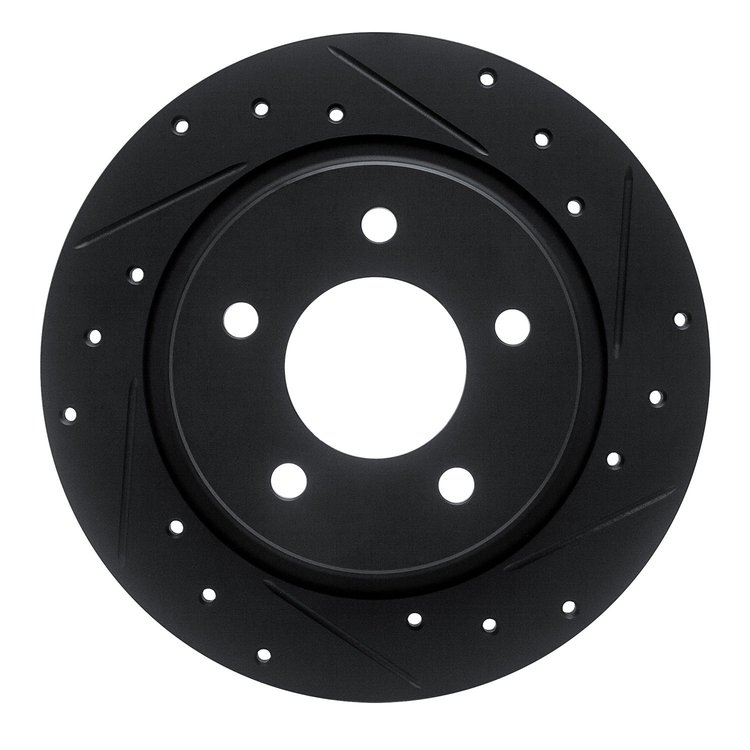 633-80040R Drilled/Slotted Brake Rotor [Black], 2004-2013 Ford/Lincoln/Mercury/Mazda, Position: Rear Right