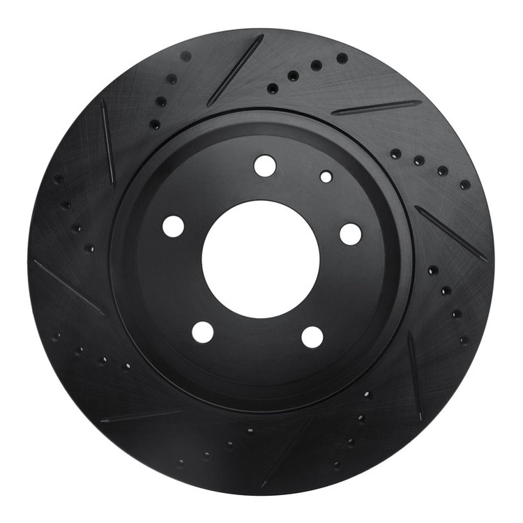 633-80044L Drilled/Slotted Brake Rotor [Black], 2004-2011 Ford/Lincoln/Mercury/Mazda, Position: Rear Left