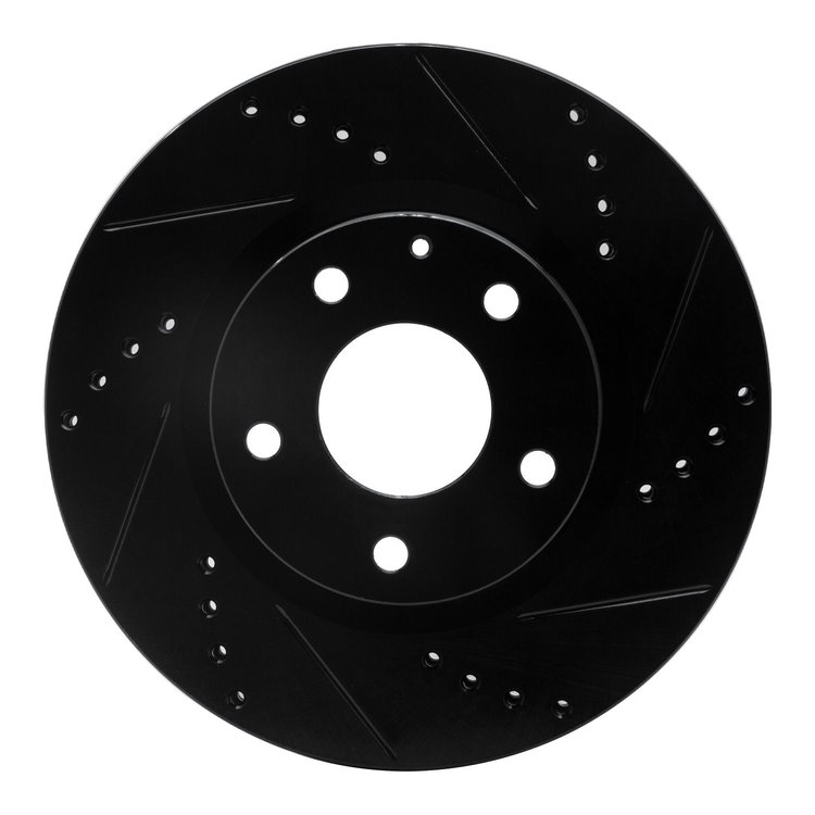 633-80052R Drilled/Slotted Brake Rotor [Black], Fits Select Ford/Lincoln/Mercury/Mazda, Position: Front Right