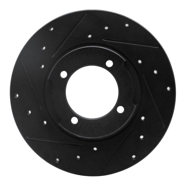 633-80055L Drilled/Slotted Brake Rotor [Black], 1982-1984 Ford/Lincoln/Mercury/Mazda, Position: Front Left