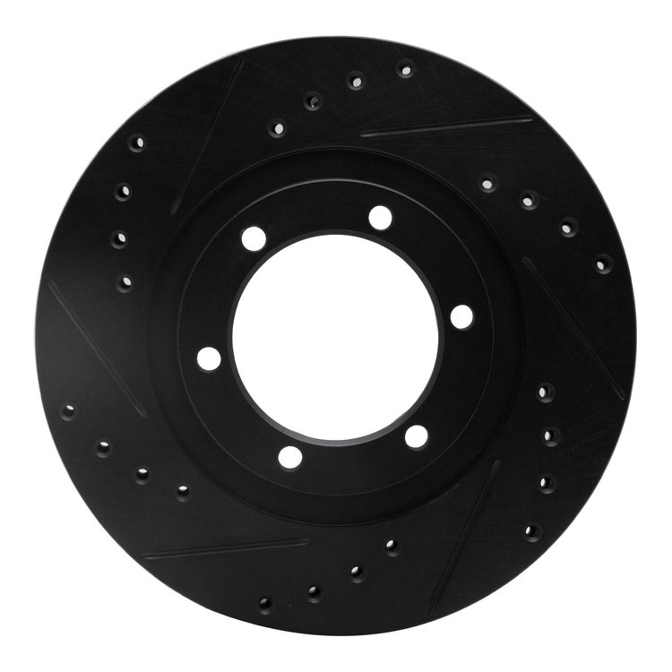 633-80057L Drilled/Slotted Brake Rotor [Black], 1987-1993 Ford/Lincoln/Mercury/Mazda, Position: Front Left