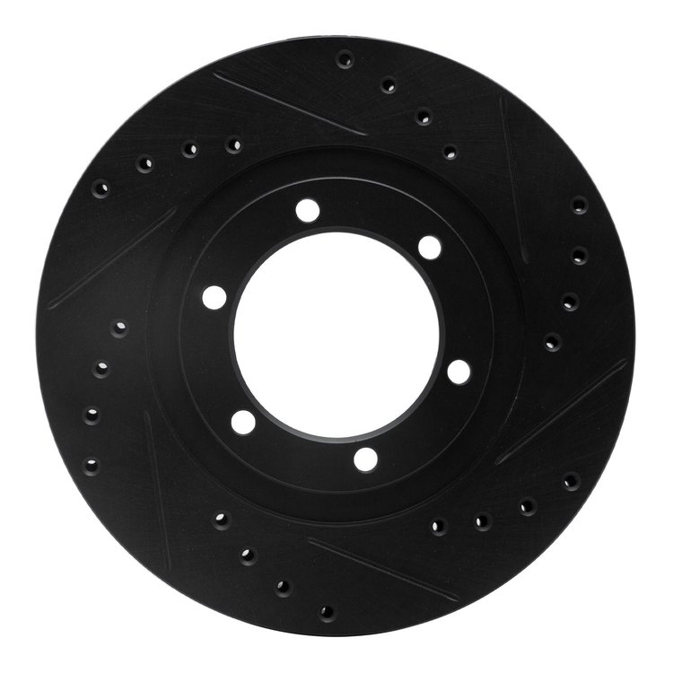 633-80057R Drilled/Slotted Brake Rotor [Black], 1987-1993 Ford/Lincoln/Mercury/Mazda, Position: Front Right
