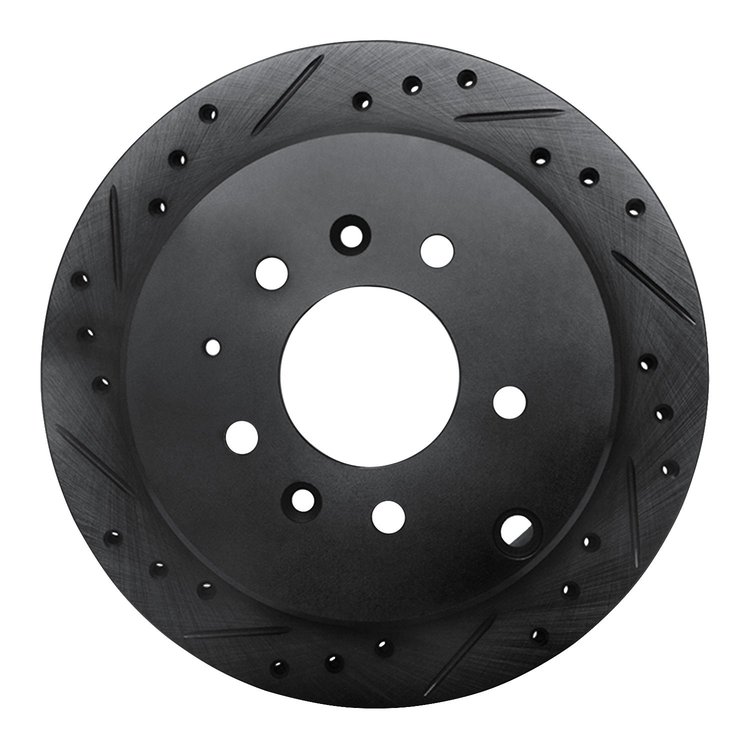 633-80061L Drilled/Slotted Brake Rotor [Black], 1992-2006 Ford/Lincoln/Mercury/Mazda, Position: Rear Left