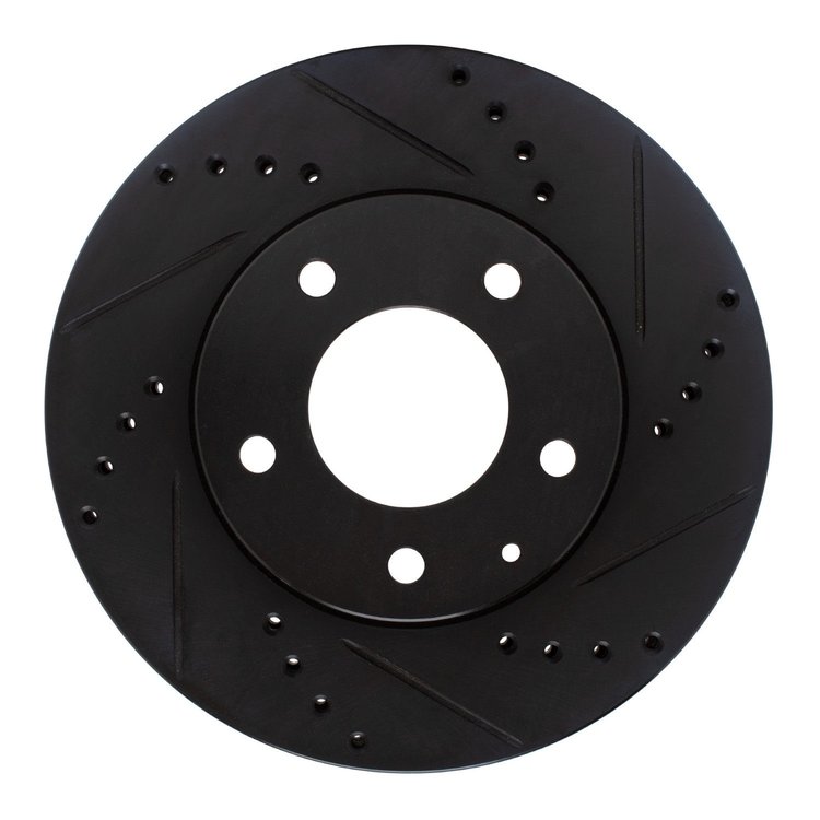 633-80062R Drilled/Slotted Brake Rotor [Black], 1995-2006 Ford/Lincoln/Mercury/Mazda, Position: Front Right