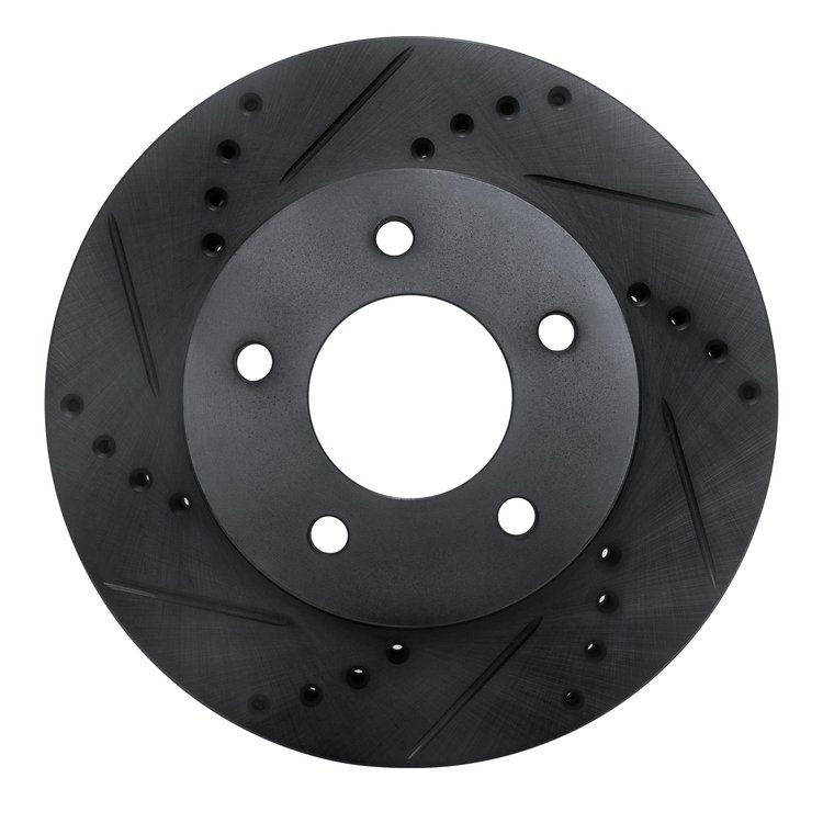 633-80063L Drilled/Slotted Brake Rotor [Black], 1996-1998 Ford/Lincoln/Mercury/Mazda, Position: Front Left