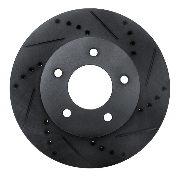 633-80063R Drilled/Slotted Brake Rotor [Black], 1996-1998 Ford/Lincoln/Mercury/Mazda, Position: Front Right