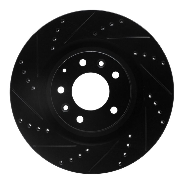 633-80069L Drilled/Slotted Brake Rotor [Black], 2007-2015 Ford/Lincoln/Mercury/Mazda, Position: Front Left